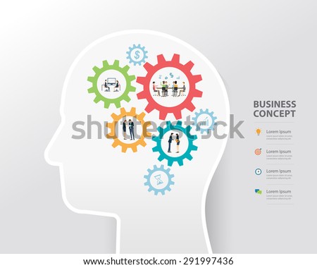 business process and business creative in human head concept. people business .teamwork. gear in head concept.