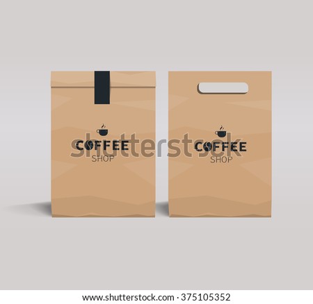 paper package design mock up template.cafe and restaurant packaging.  coffee badge logo 