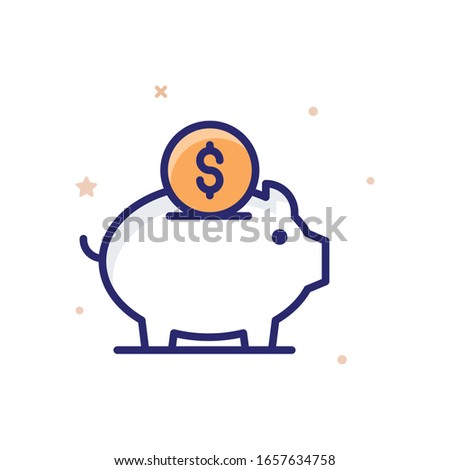 Saving Vector Illustration. Outline Filled Business Growth and Investment Icons. EPS 10 File