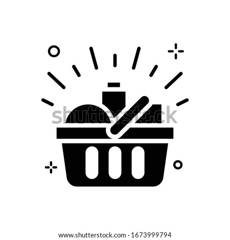 Shopping Basket Vector illustration. Shopping and E-commerce Glyph icon. 