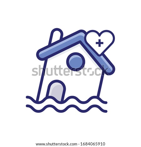 Flood Insurance Filled Outline vector illustration icon.