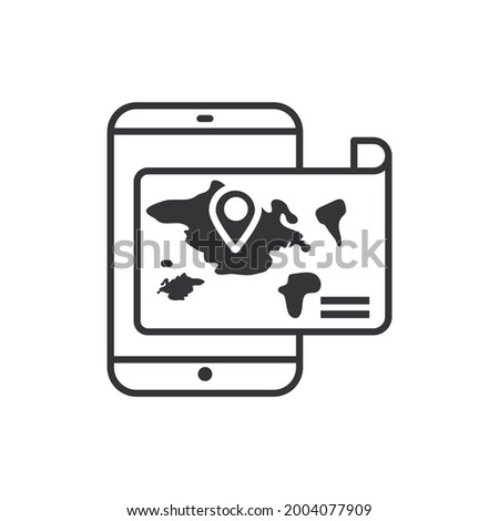 Mobile Gps vector outline icon style illustration. EPS 10 file 