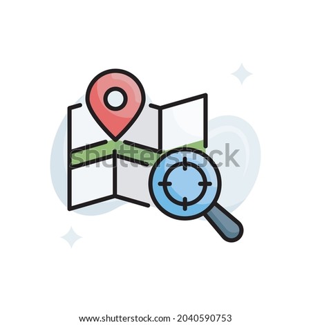 Map search vector filled outline icon style illustration. Eps 10 file