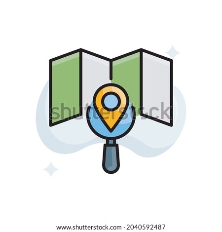 Map search vector filled outline icon style illustration. Eps 10 file