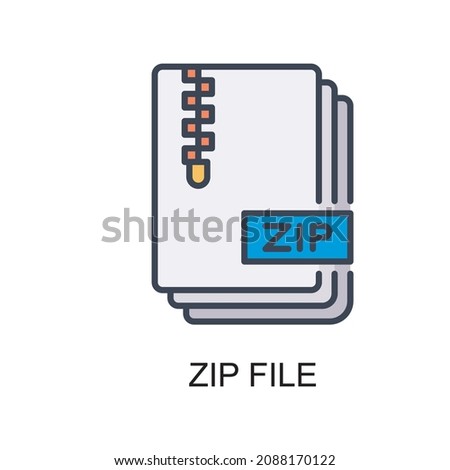 Zip File vector Filled outline Icon Design illustration. Web And Mobile Application Symbol on White background EPS 10 File