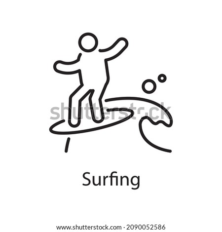 Surfing vector Outline Icon Design illustration. Activities Symbol on White background EPS 10 File