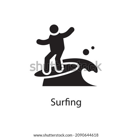 Surfing vector Solid Icon Design illustration. Activities Symbol on White background EPS 10 File