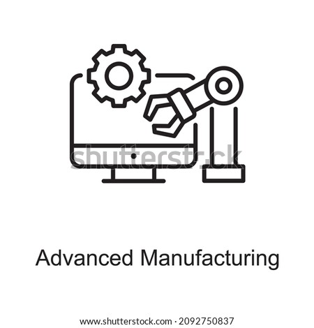 Advanced Manufacturing vector Outline Icon Design illustration. Digitalization and Industry Symbol on White background EPS 10 File