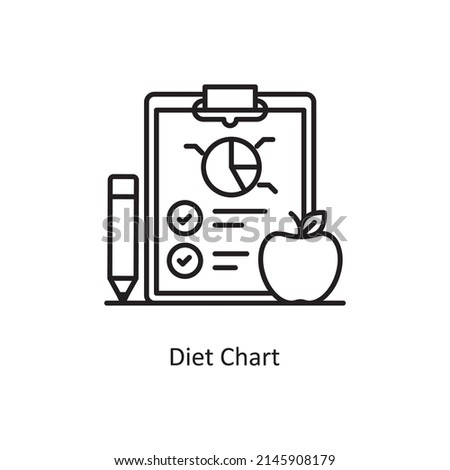 Diet Chart vector Outline Icon Design illustration. Medical And Lab Equipment Symbol on White background EPS 10 File