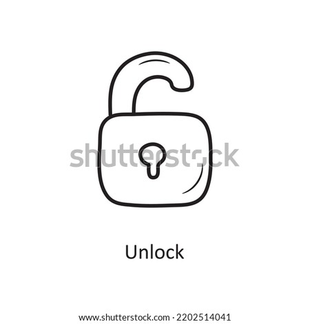 Unlock Outline Icon Design illustration. Media Control Symbol on White background EPS 10 File