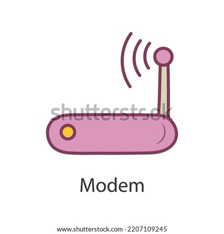 Modem Filled Outline Icon Design illustration. Data Symbol on White background EPS 10 File