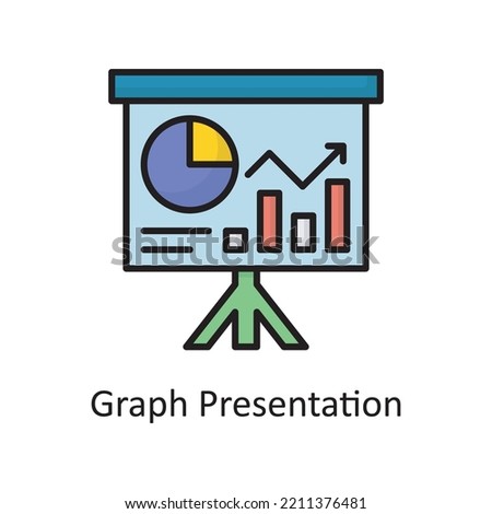 Graph Presentation Vector Filled Outline Icon Design illustration. Banking and Payment Symbol on White background EPS 10 File