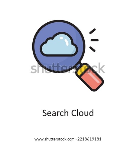 Search Cloud Vector  Filled Outline Icon Design illustration. Cloud Computing Symbol on White background EPS 10 File