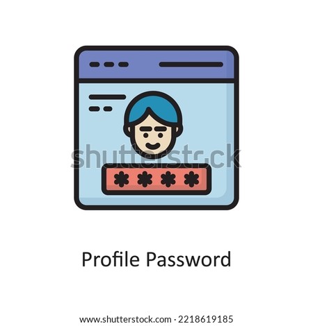 Profile Password Vector  Filled Outline Icon Design illustration. Cloud Computing Symbol on White background EPS 10 File