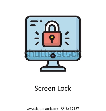 Screen Lock Vector  Filled Outline Icon Design illustration. Cloud Computing Symbol on White background EPS 10 File