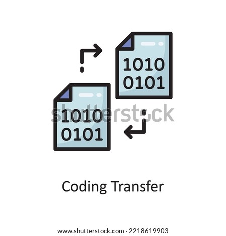 Coding Transfer Vector  Filled Outline Icon Design illustration. Cloud Computing Symbol on White background EPS 10 File