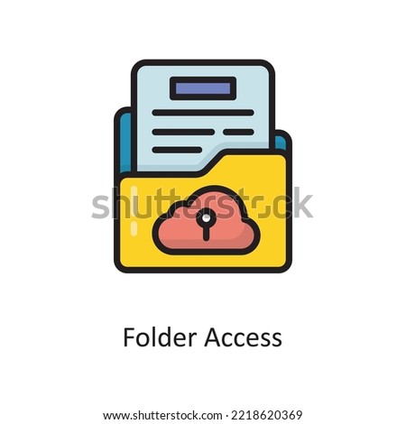 Folder Access Vector  Filled Outline Icon Design illustration. Cloud Computing Symbol on White background EPS 10 File