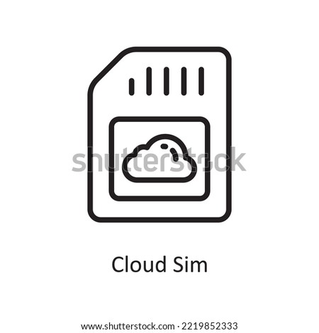 Cloud Sim Vector Outline Icon Design illustration. Cloud Computing Symbol on White background EPS 10 File