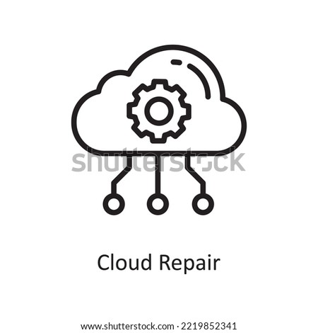 Cloud Repair Vector Outline Icon Design illustration. Cloud Computing Symbol on White background EPS 10 File