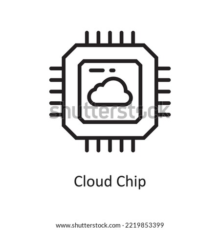 Cloud Chip Vector Outline Icon Design illustration. Cloud Computing Symbol on White background EPS 10 File