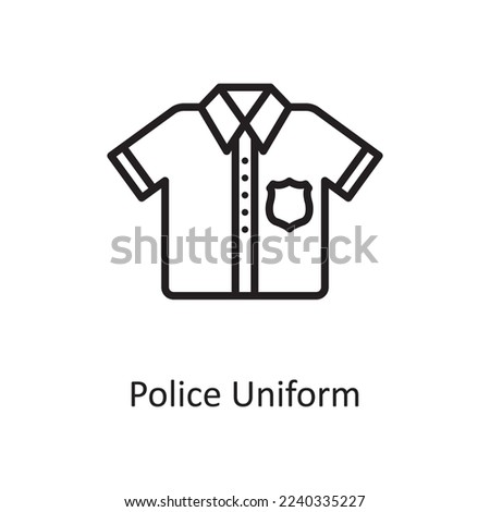 Police uniform Vector Outline Icon Design illustration. Law Enforcement Symbol on White background EPS 10 File