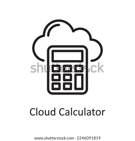 Cloud Calculator  Outline Icon Design illustration. Web Hosting And Cloud Services Symbol on White background EPS 10 File