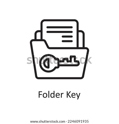 Folder Key Outline Icon Design illustration. Web Hosting And Cloud Services Symbol on White background EPS 10 File