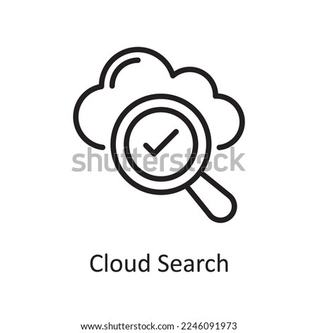 Cloud Search Outline Icon Design illustration. Web Hosting And Cloud Services Symbol on White background EPS 10 File