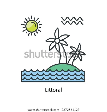 Littoral Vector Filled Outline Icon Design illustration. Ecology Symbol on White background EPS 10 File