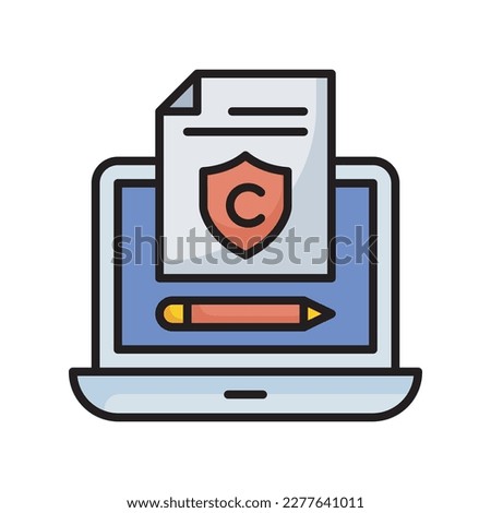 Copyright protection  vector filled outline Icon Design illustration. SEO Development And Marketing Symbol on White background EPS 10 File