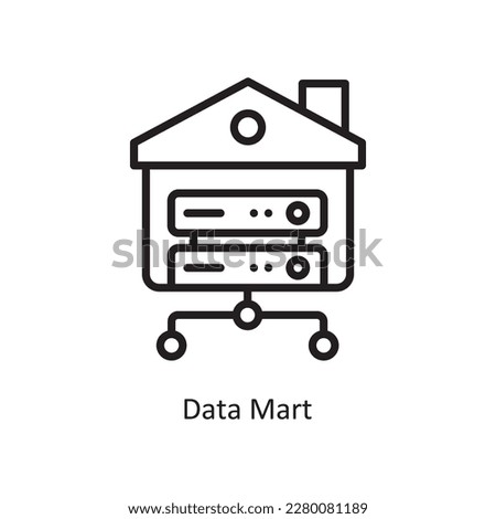 Data Mart Vector Outline Icon Design illustration. Data Symbol on White background EPS 10 File