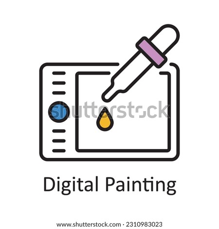 Digital Painting Filled Outline Icon Design illustration. Art and Crafts Symbol on White background EPS 10 File
