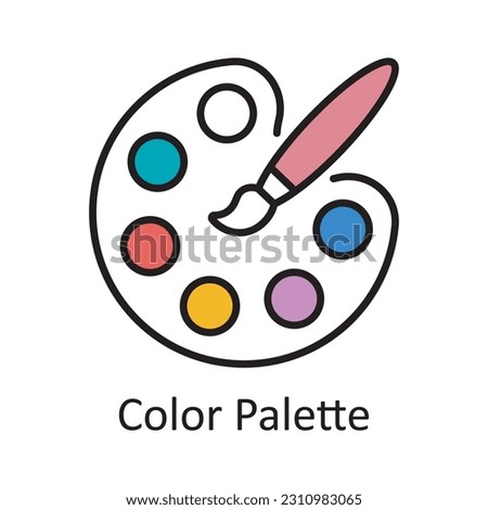 Color Palette Filled Outline Icon Design illustration. Art and Crafts Symbol on White background EPS 10 File
