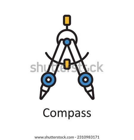 Compass Filled Outline Icon Design illustration. Art and Crafts Symbol on White background EPS 10 File