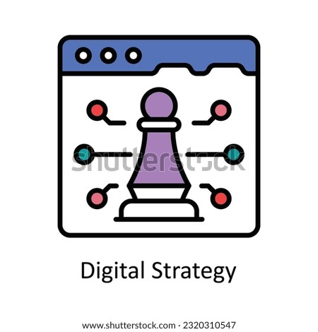 Digital Strategy Filled Outline Icon Design illustration. Digital Marketing Symbol on White background EPS 10 File
