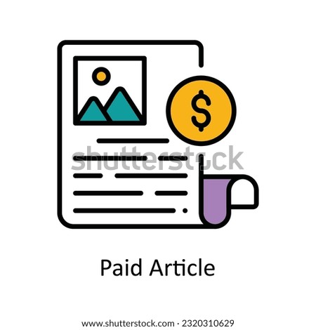Paid Article Filled Outline Icon Design illustration. Digital Marketing Symbol on White background EPS 10 File