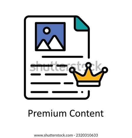 Premium Content Filled Outline Icon Design illustration. Digital Marketing Symbol on White background EPS 10 File