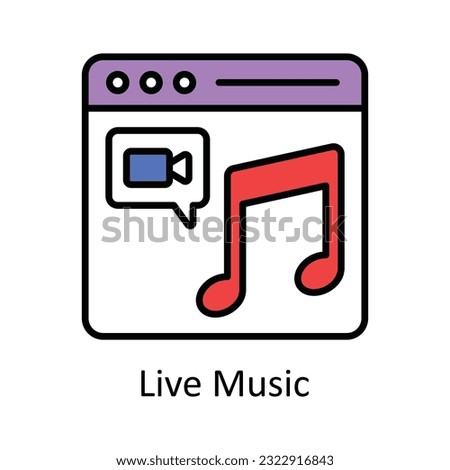 Live Music Filled Outline Icon Design illustration. Online Steaming Symbol on White background EPS 10 File