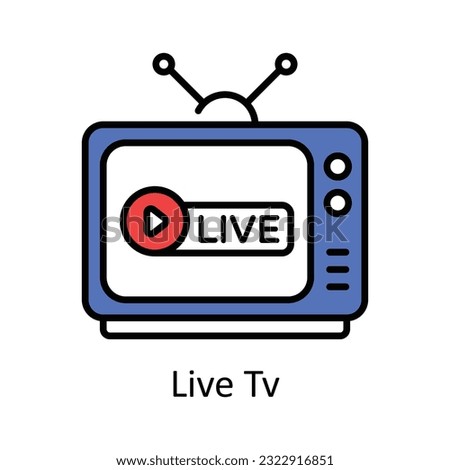 Live Tv Filled Outline Icon Design illustration. Online Steaming Symbol on White background EPS 10 File