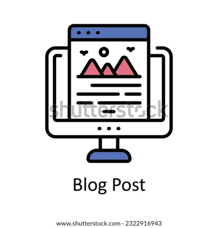 Blog Post Filled Outline Icon Design illustration. Online Steaming Symbol on White background EPS 10 File
