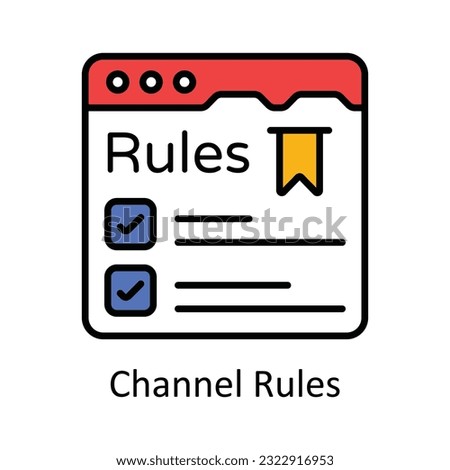 Channel Rules Filled Outline Icon Design illustration. Online Steaming Symbol on White background EPS 10 File