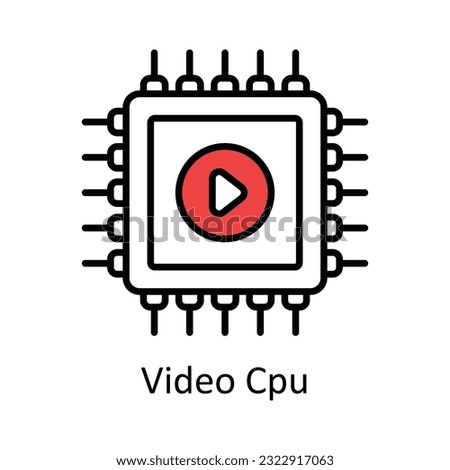 Video Cpu Filled Outline Icon Design illustration. Online Steaming Symbol on White background EPS 10 File