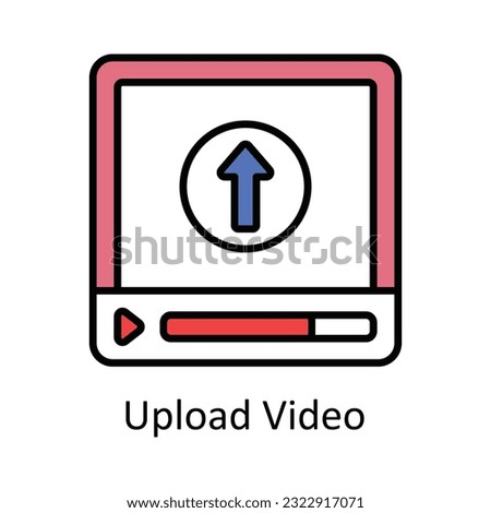 Upload Video Filled Outline Icon Design illustration. Online Steaming Symbol on White background EPS 10 File