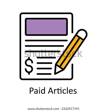 Paid Articles Filled Outline Icon Design illustration. Online Steaming Symbol on White background EPS 10 File