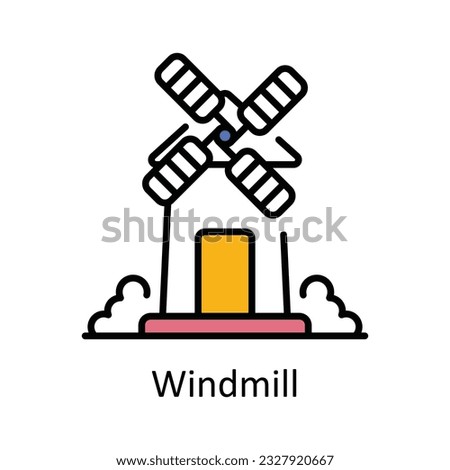 Windmill Filled Outline Icon Design illustration. Smart Industries Symbol on White background EPS 10 File