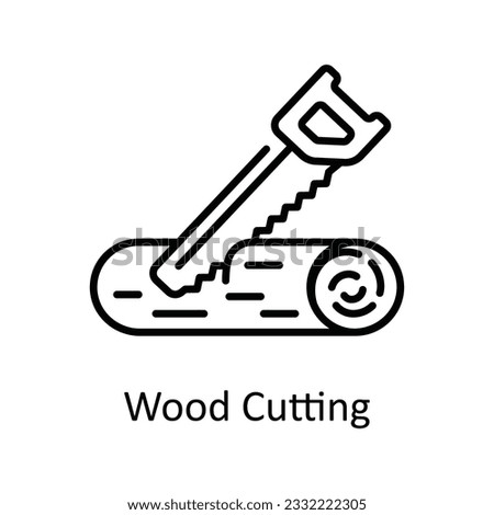 Wood Cutting Outline Icon Design illustration. Home Repair And Maintenance Symbol on White background EPS 10 File