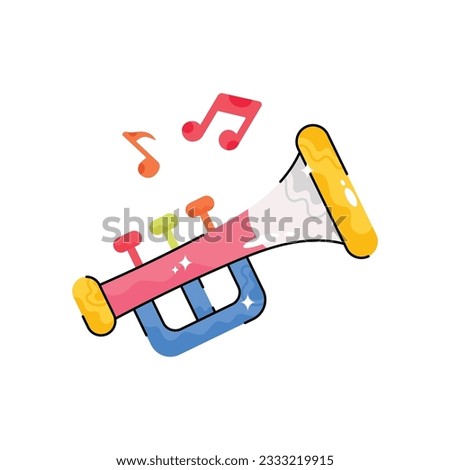 Trumpet doodle vector filled outline Sticker. EPS 10 file