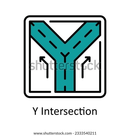 Y Intersection Filled Outline Icon Design illustration. Map and Navigation Symbol on White background EPS 10 File