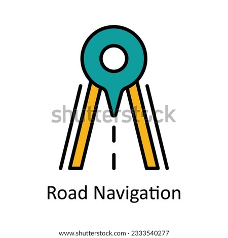Road Navigation Filled Outline Icon Design illustration. Map and Navigation Symbol on White background EPS 10 File