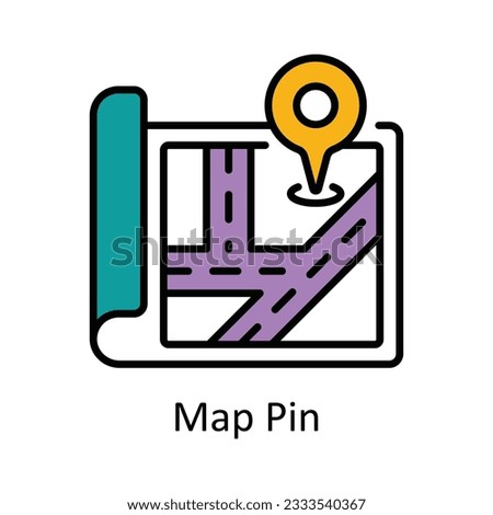 Map Pin Filled Outline Icon Design illustration. Map and Navigation Symbol on White background EPS 10 File